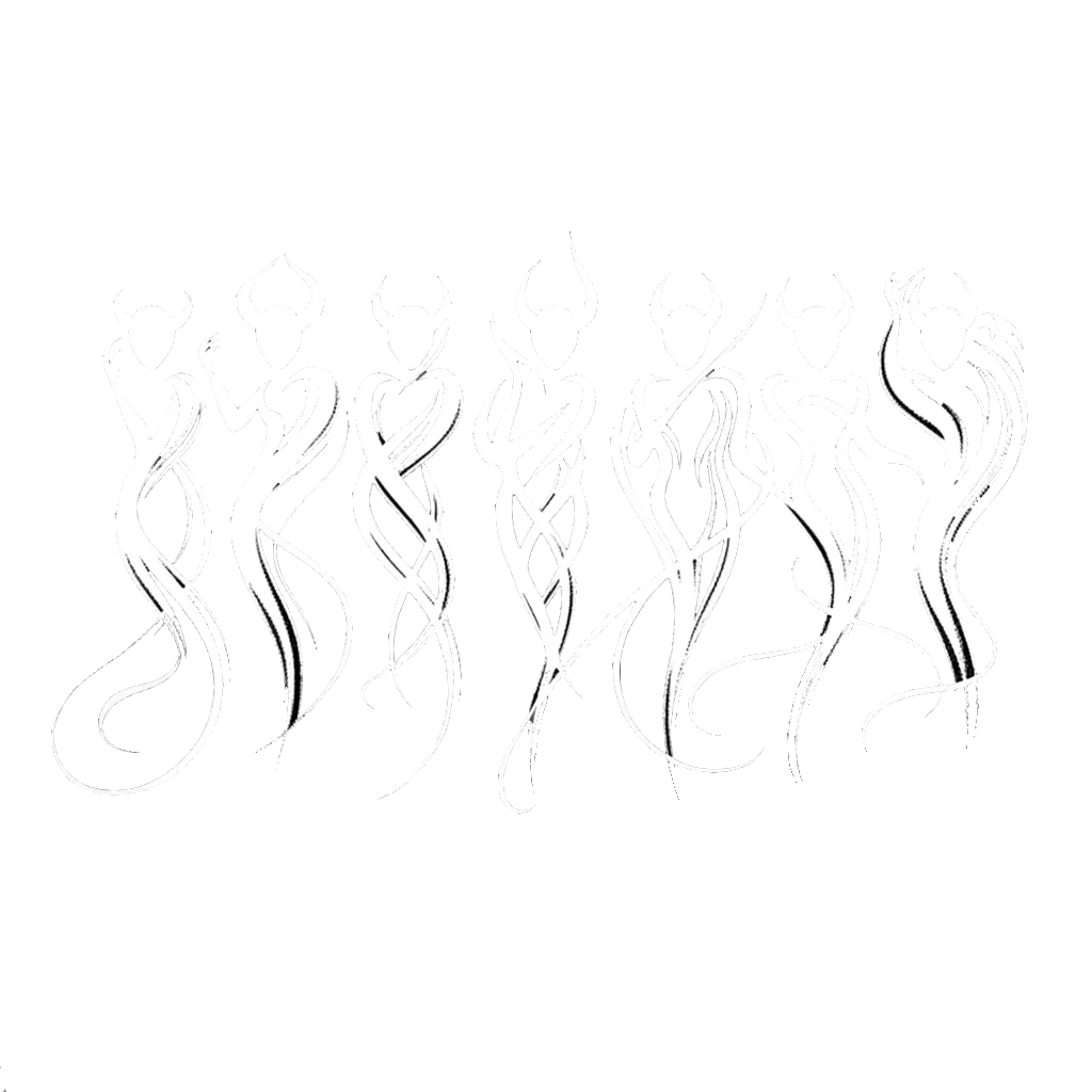 un dibujo de siete demonios representando el tema de 7 Pecados Capitales en blanco y negro.