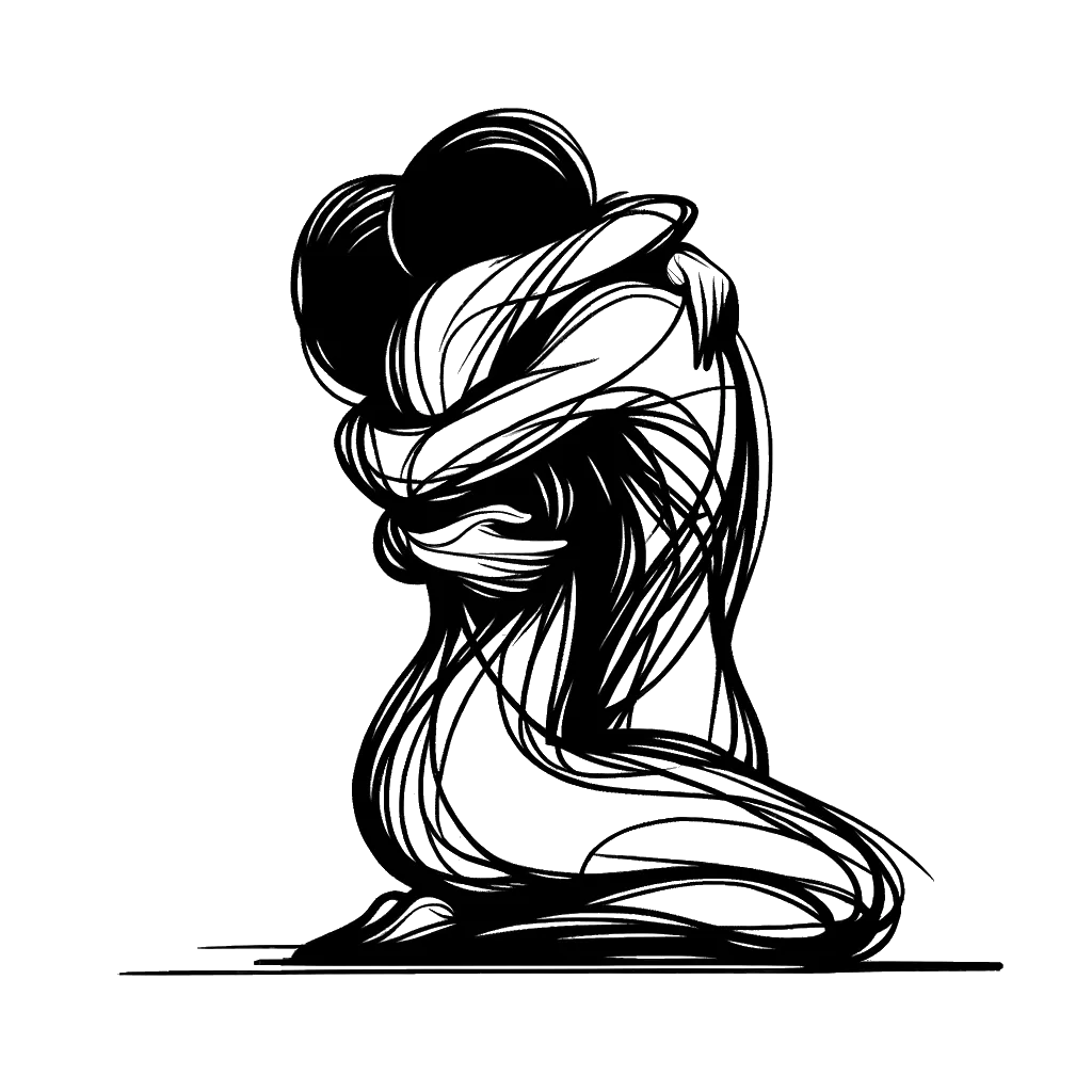 un dibujo de dos amigos abrazándose representando el tema de Abrazando en blanco y negro.
