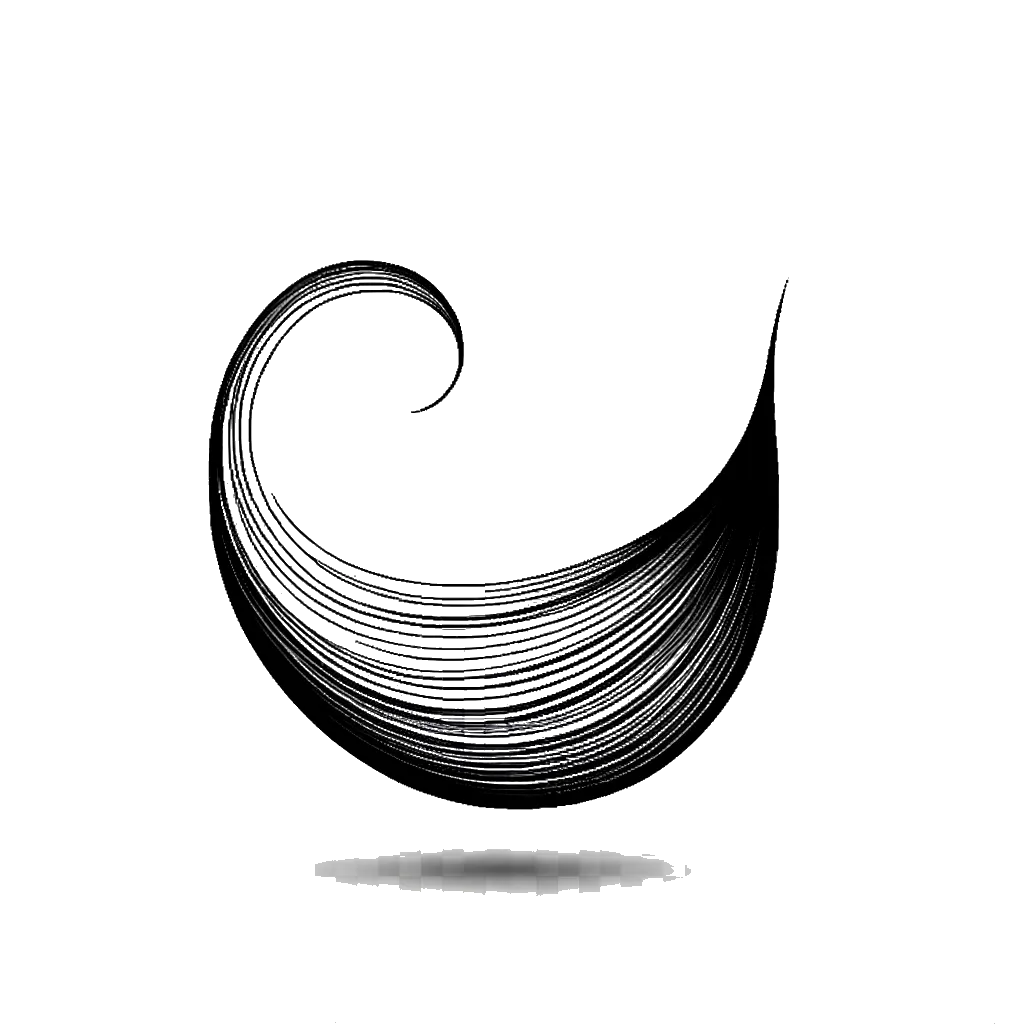un dibujo de una cornucopia representando el tema de Abundancia en blanco y negro.