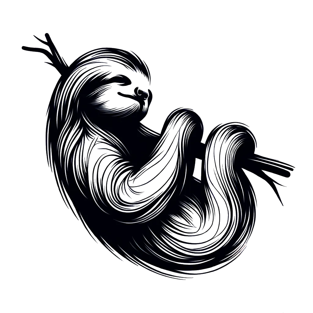 un dibujo de un perezoso durmiendo en blanco y negro representando el tema de Aburrimiento en blanco y negro.