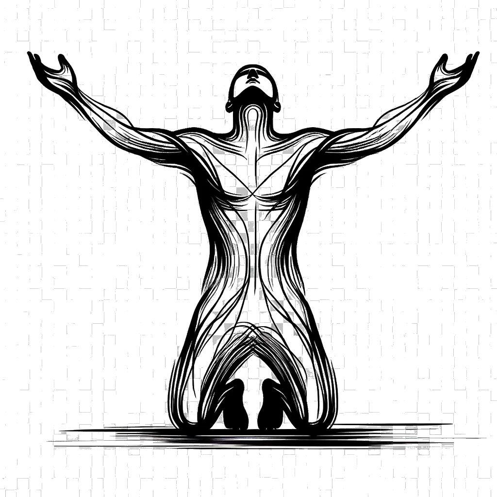 un dibujo de Brazos abiertos de aceptación. representando el tema de Aceptación en blanco y negro.