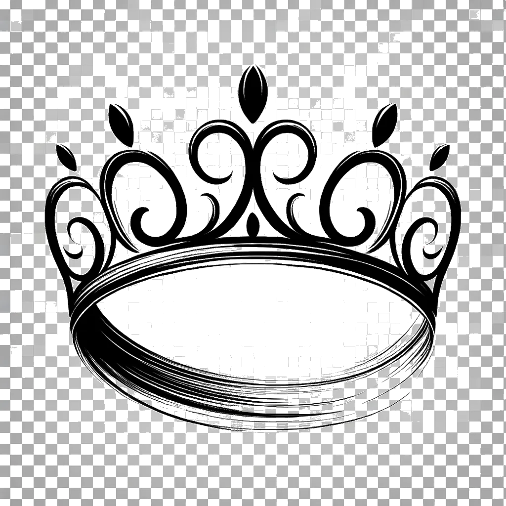 un dibujo de una tiara de princesa representando el tema de Adorno en blanco y negro.