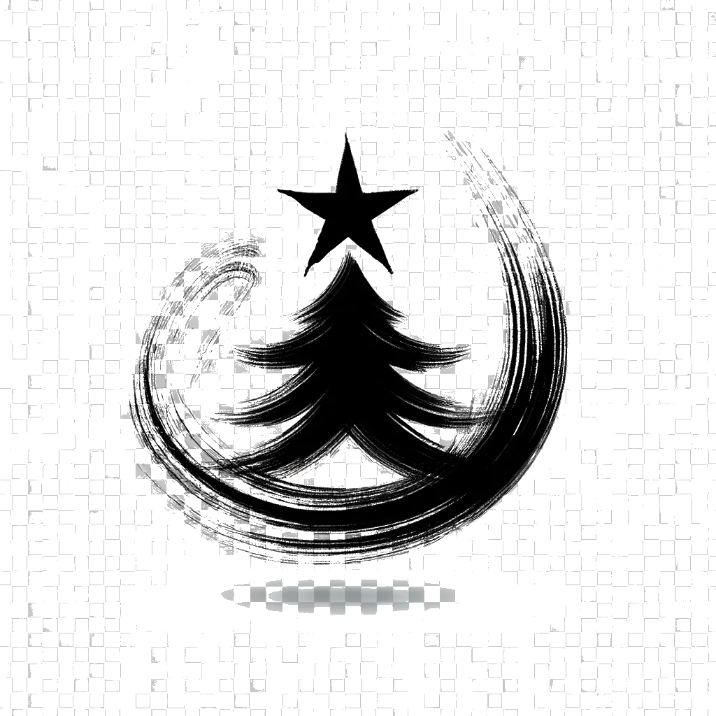 un dibujo de una estrella en la parte superior del árbol de Navidad representando el tema de Adviento en blanco y negro.