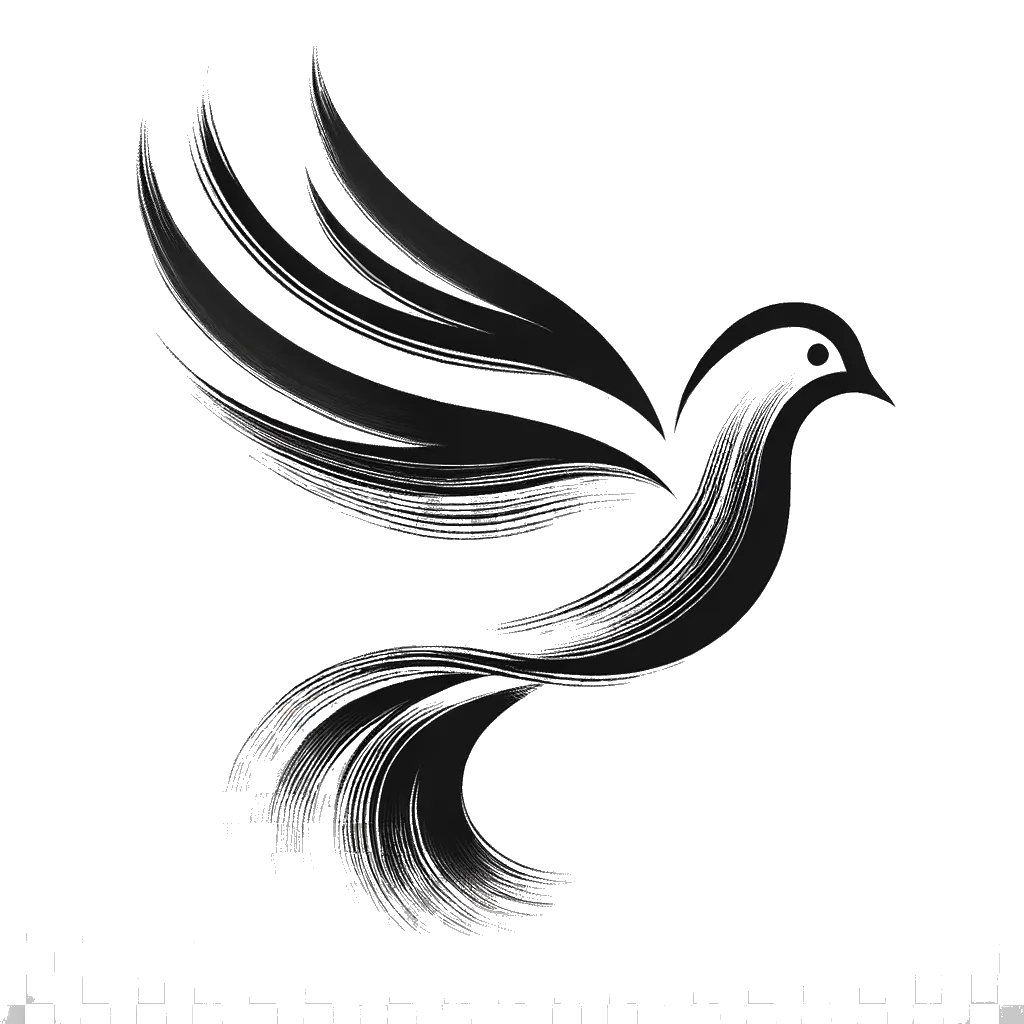 un dibujo de una paloma representando el tema de Ágape en blanco y negro.