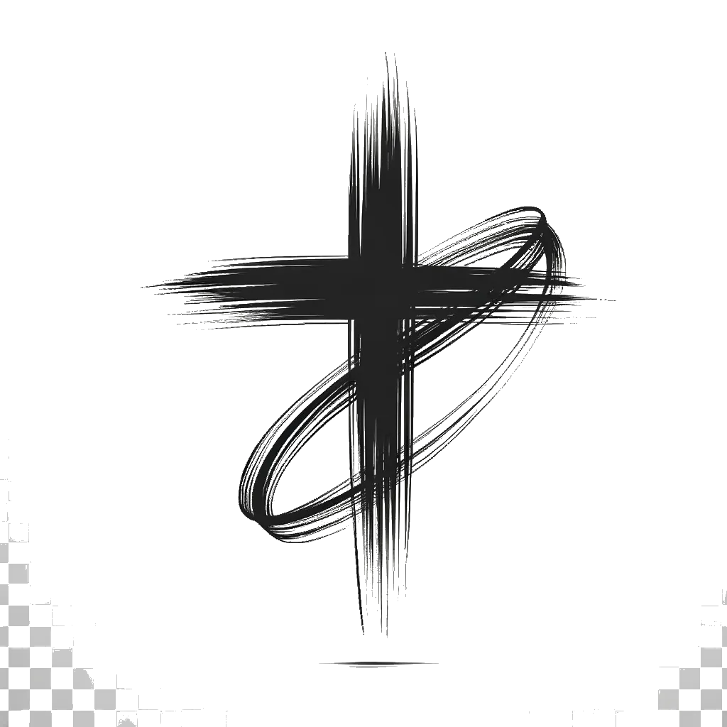 un dibujo de una marca de cruz representando el tema de Agnóstico en blanco y negro.
