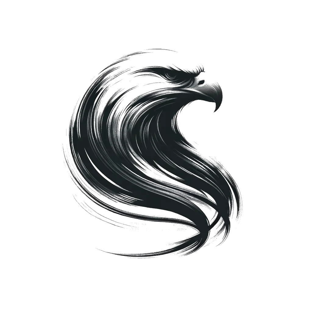 un dibujo de un águila representando el tema de Águilas en blanco y negro.
