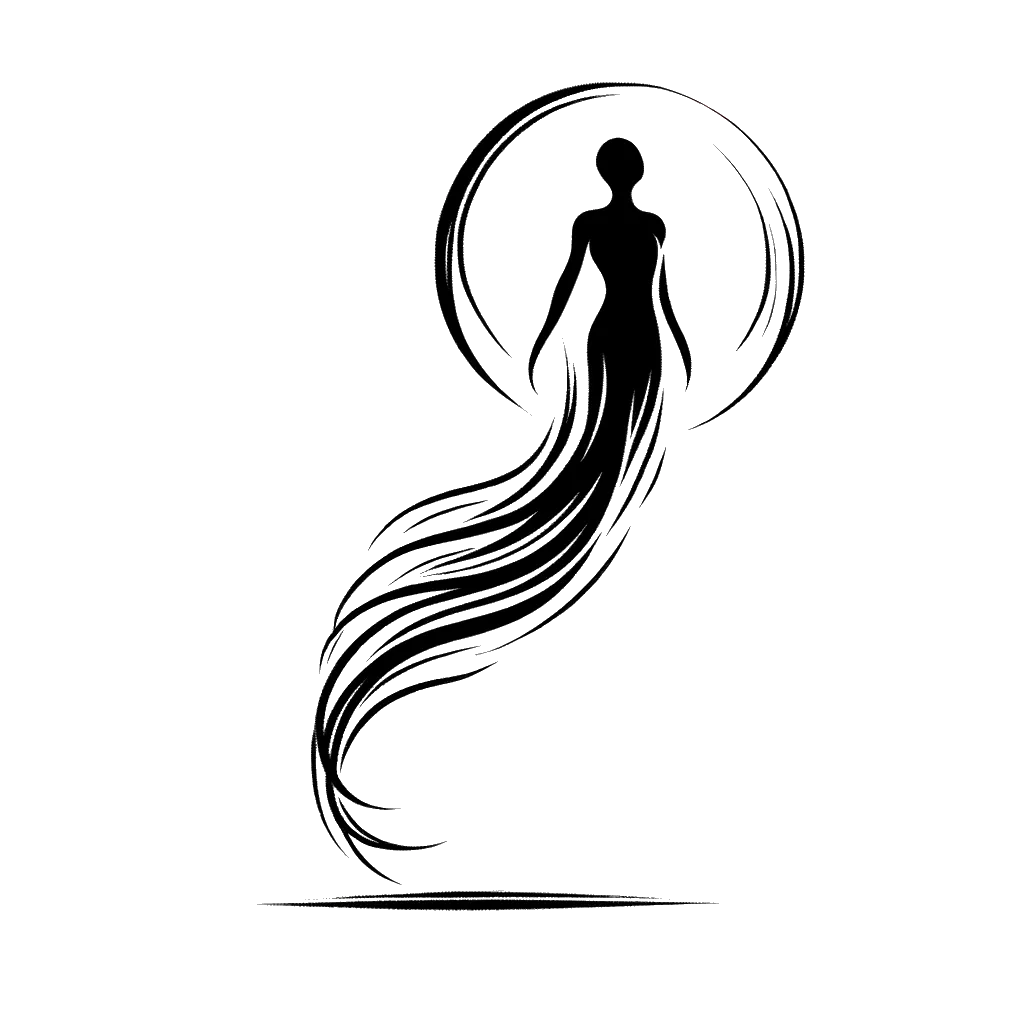 un dibujo de un alma que se eleva de un cuerpo sin vida representando el tema de Alma en blanco y negro.