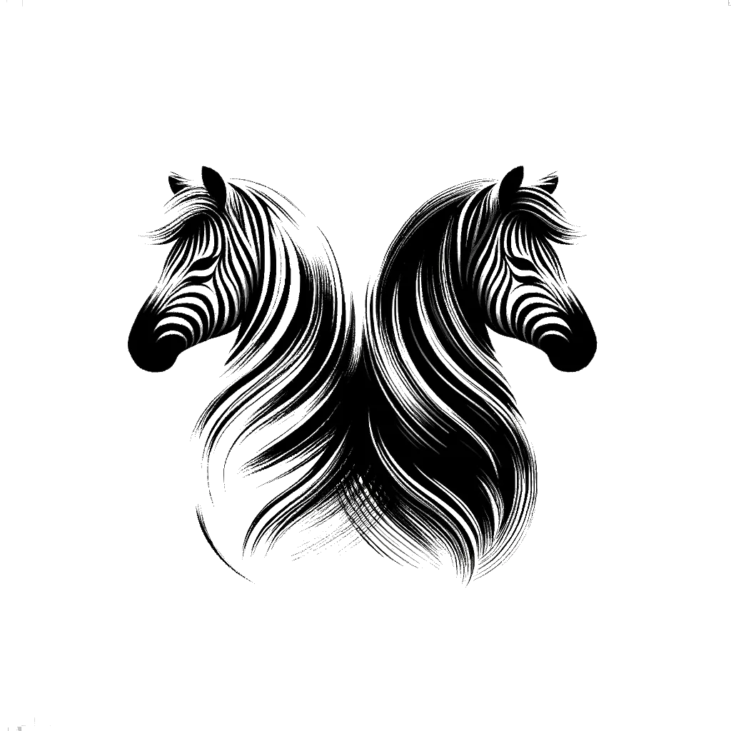 un dibujo de Dos cebras representando el tema de Apariencia en blanco y negro.