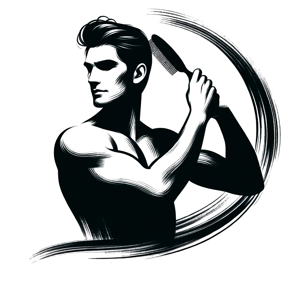 un dibujo de un hombre guapo peinándose el cabello representando el tema de Apariencia Física en blanco y negro.