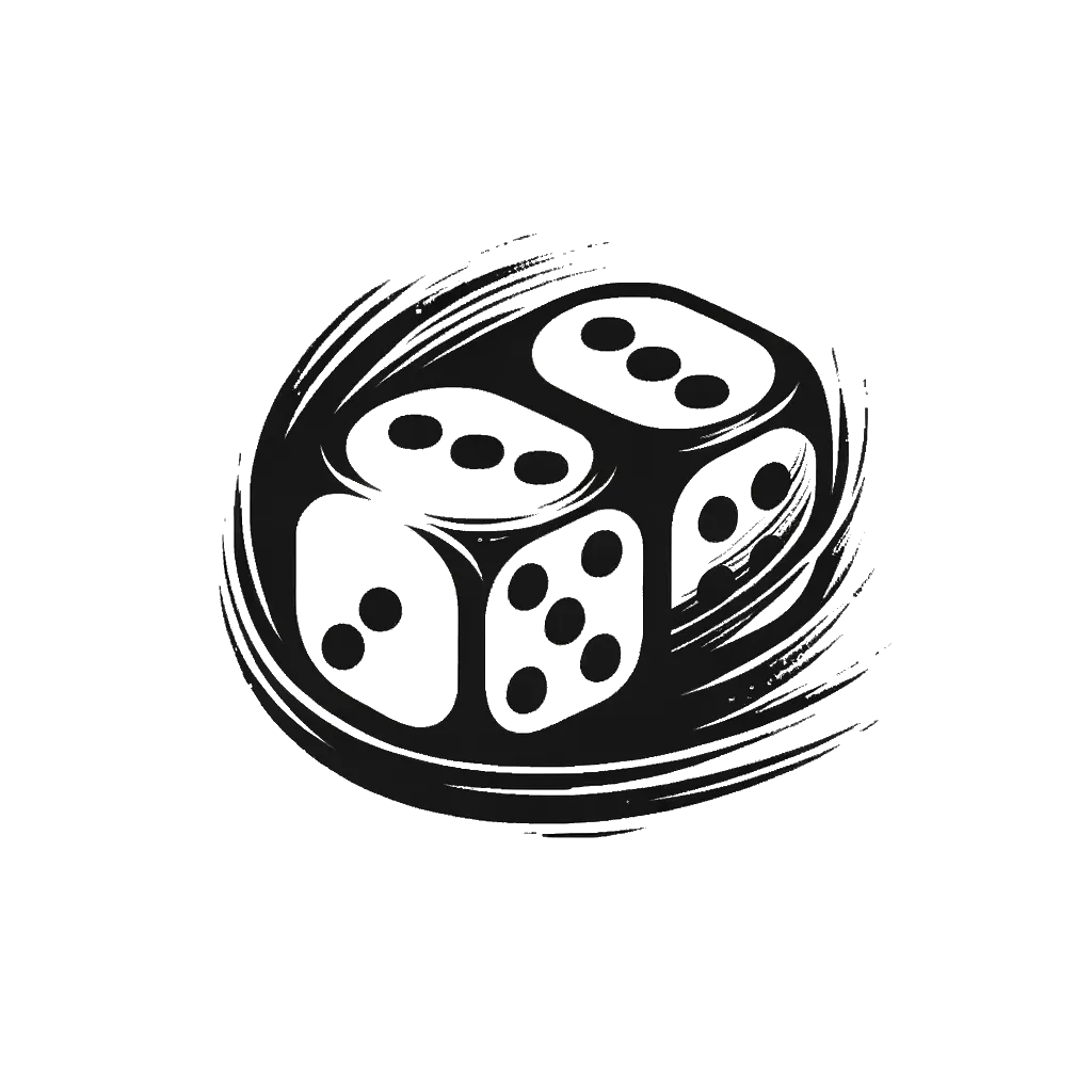 un dibujo de un par de dados en blanco y negro representando el tema de Apostando en blanco y negro.