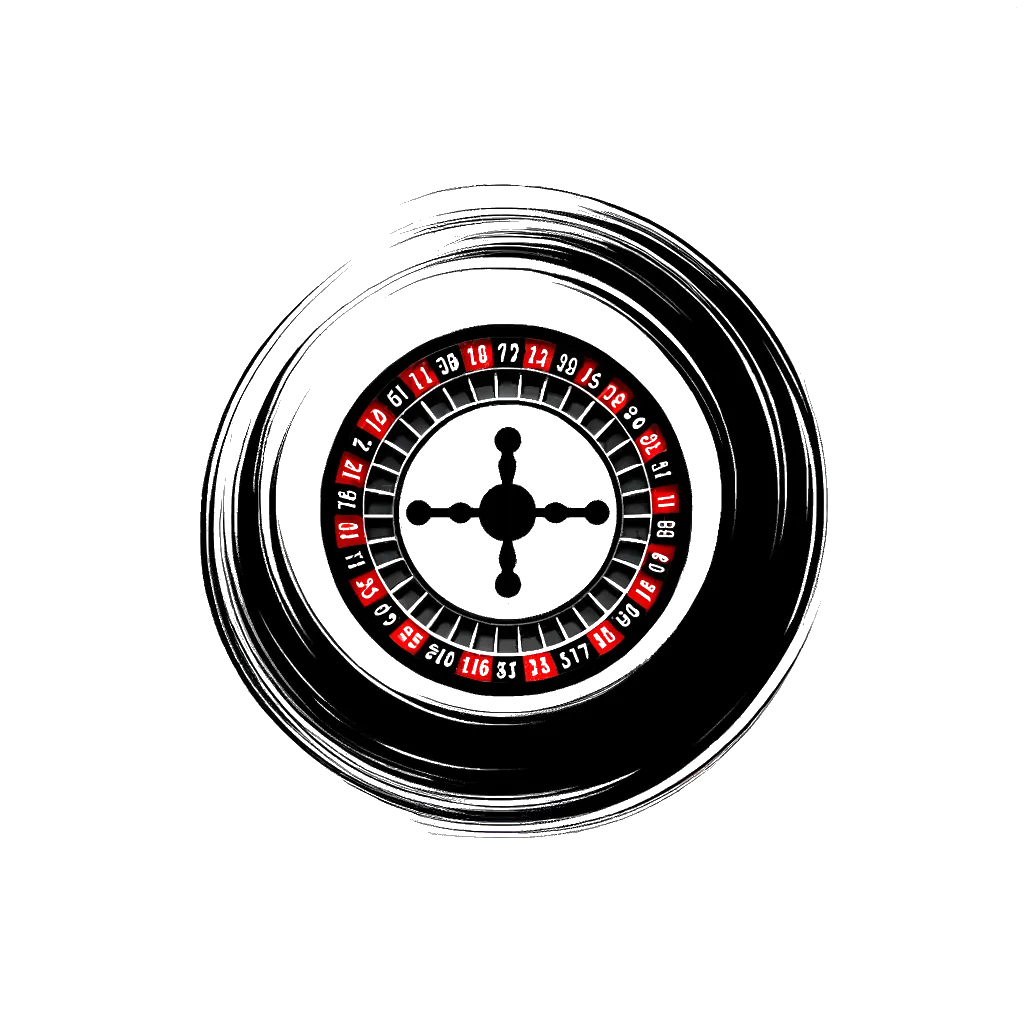 un dibujo de una ruleta representando el tema de Apostar Dinero en blanco y negro.