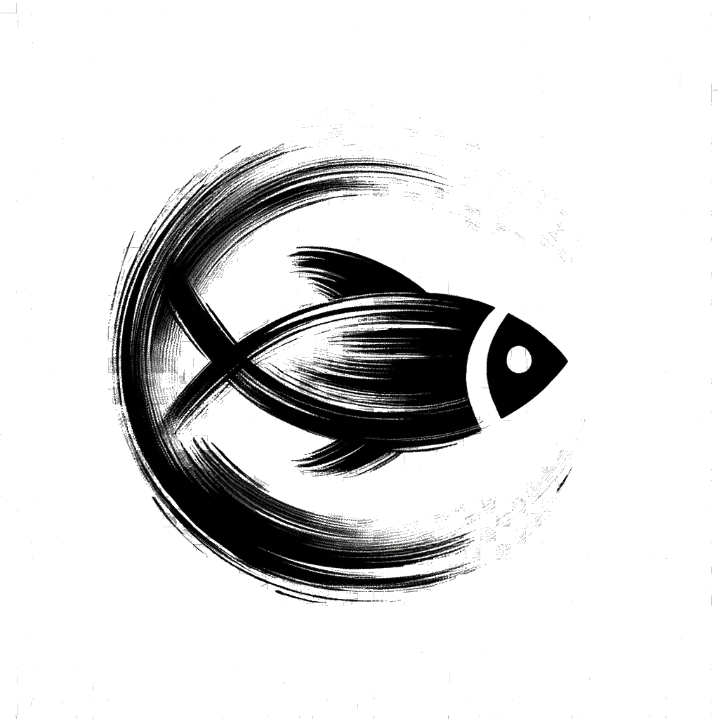 un dibujo de un pez representando el tema de Apóstoles en blanco y negro.