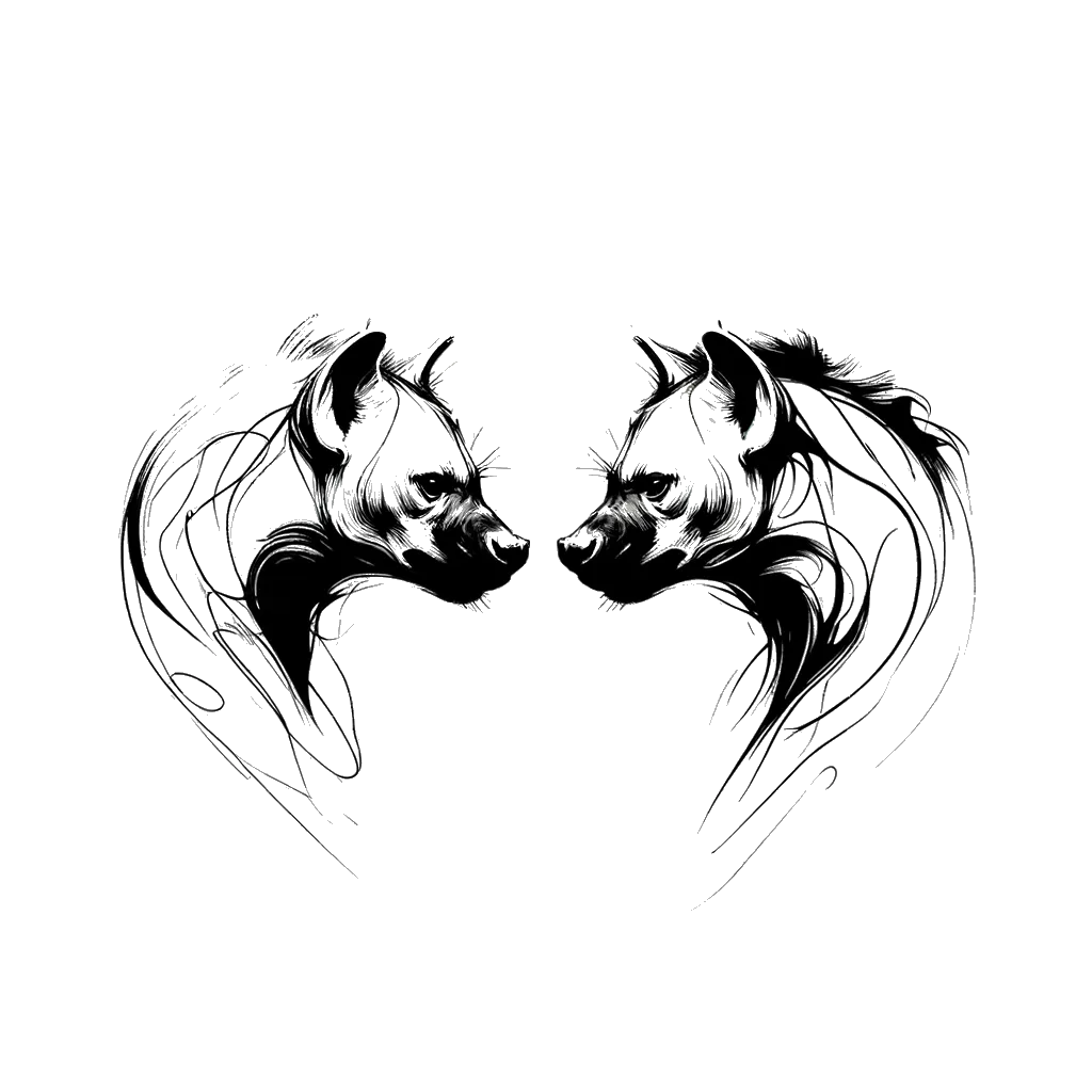 un dibujo de dos hienas enfrentándose mutuamente representando el tema de Argumentos en blanco y negro.