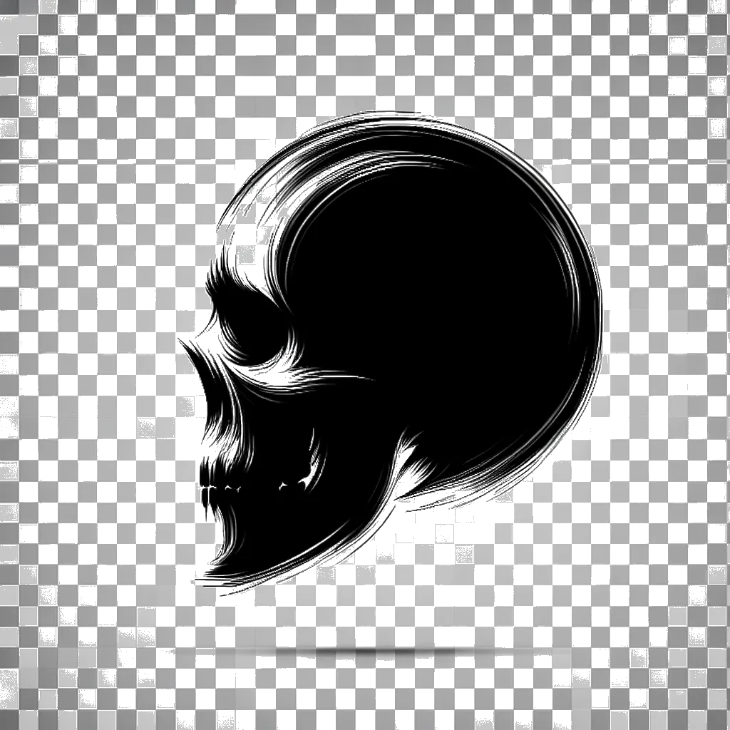 un dibujo de un cráneo representando el tema de Armagedón en blanco y negro.
