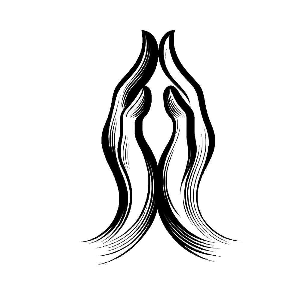 un dibujo de manos de bendición en blanco y negro representando el tema de Bendecir en blanco y negro.