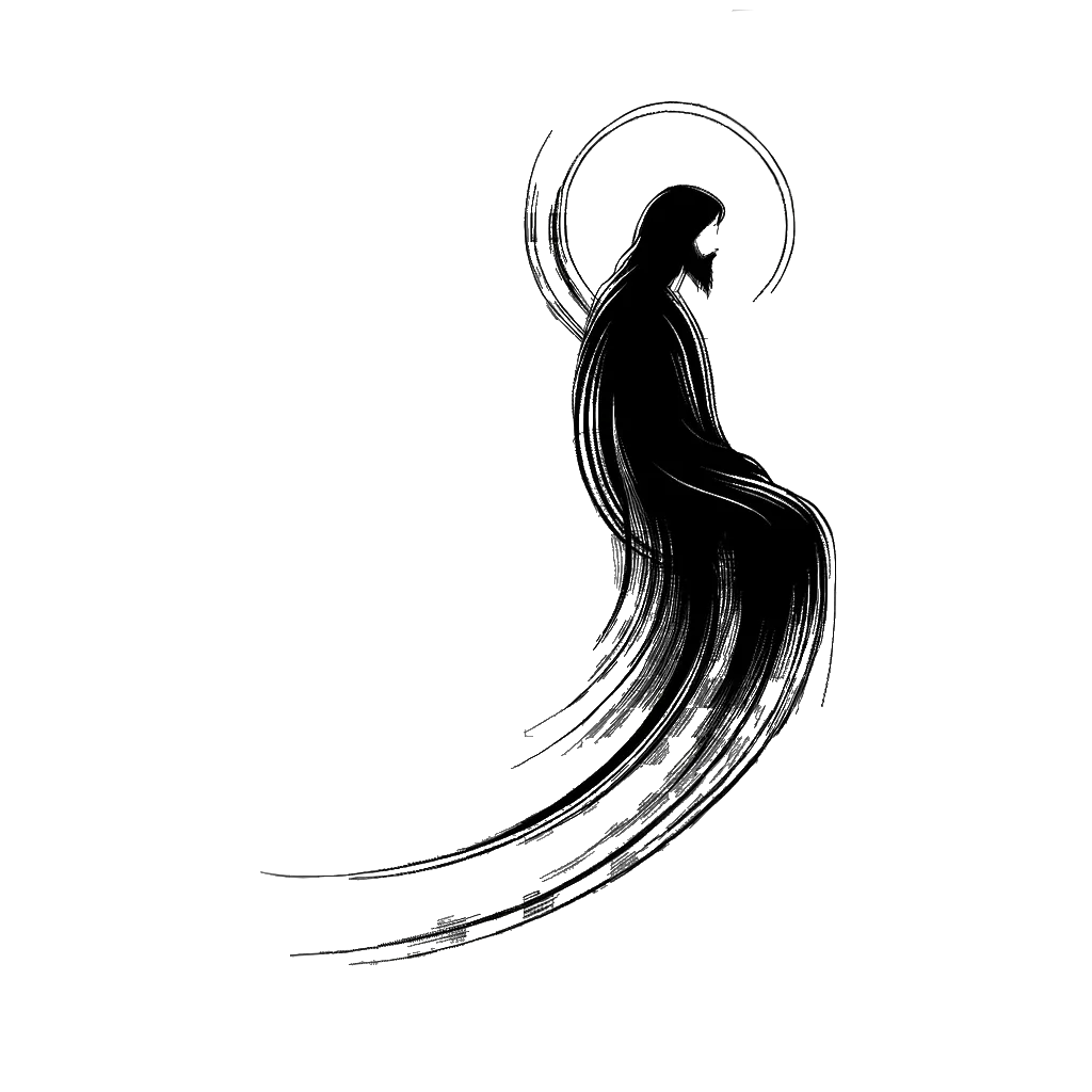 un dibujo de Jesús representando el tema de Bueno en blanco y negro.