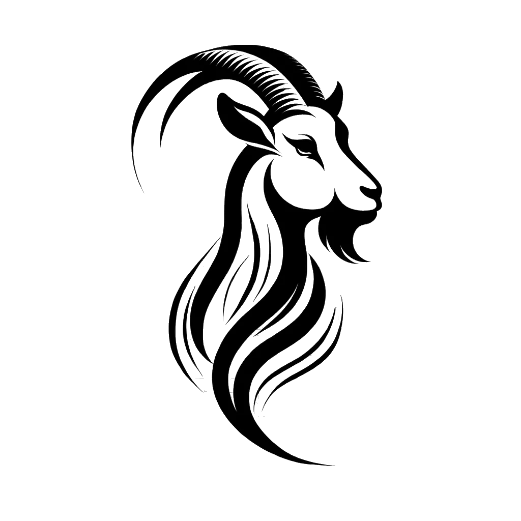 un dibujo de una cabra representando el tema de Cabras en blanco y negro.