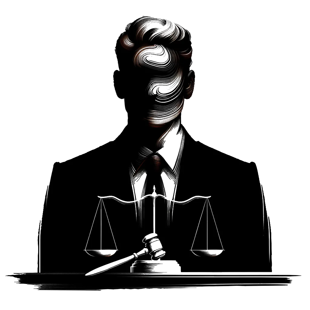 un dibujo de un hombre en el banquillo del tribunal representando el tema de Calumnia en blanco y negro.