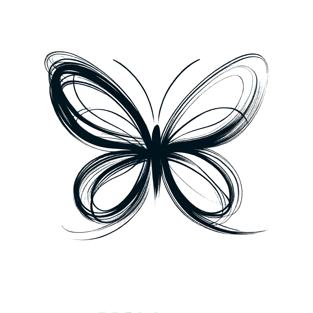 un dibujo de una mariposa recién formada representando el tema de Cambio en blanco y negro.