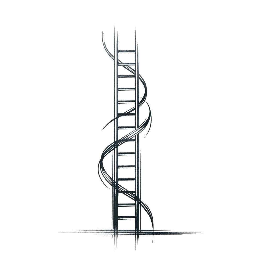un dibujo de una escalera representando el tema de Carrera Profesional en blanco y negro.