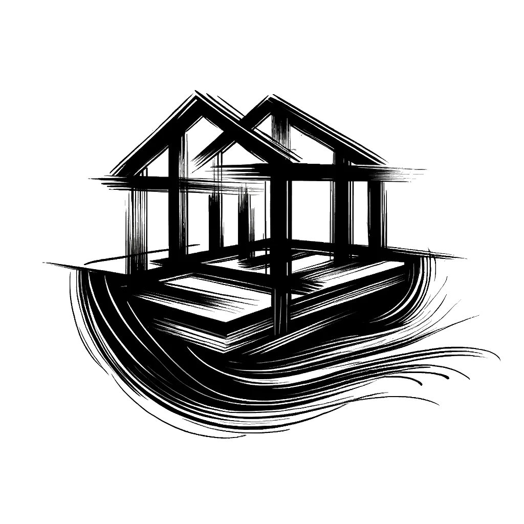 un dibujo de los cimientos de una casa representando el tema de Cimientos en blanco y negro.