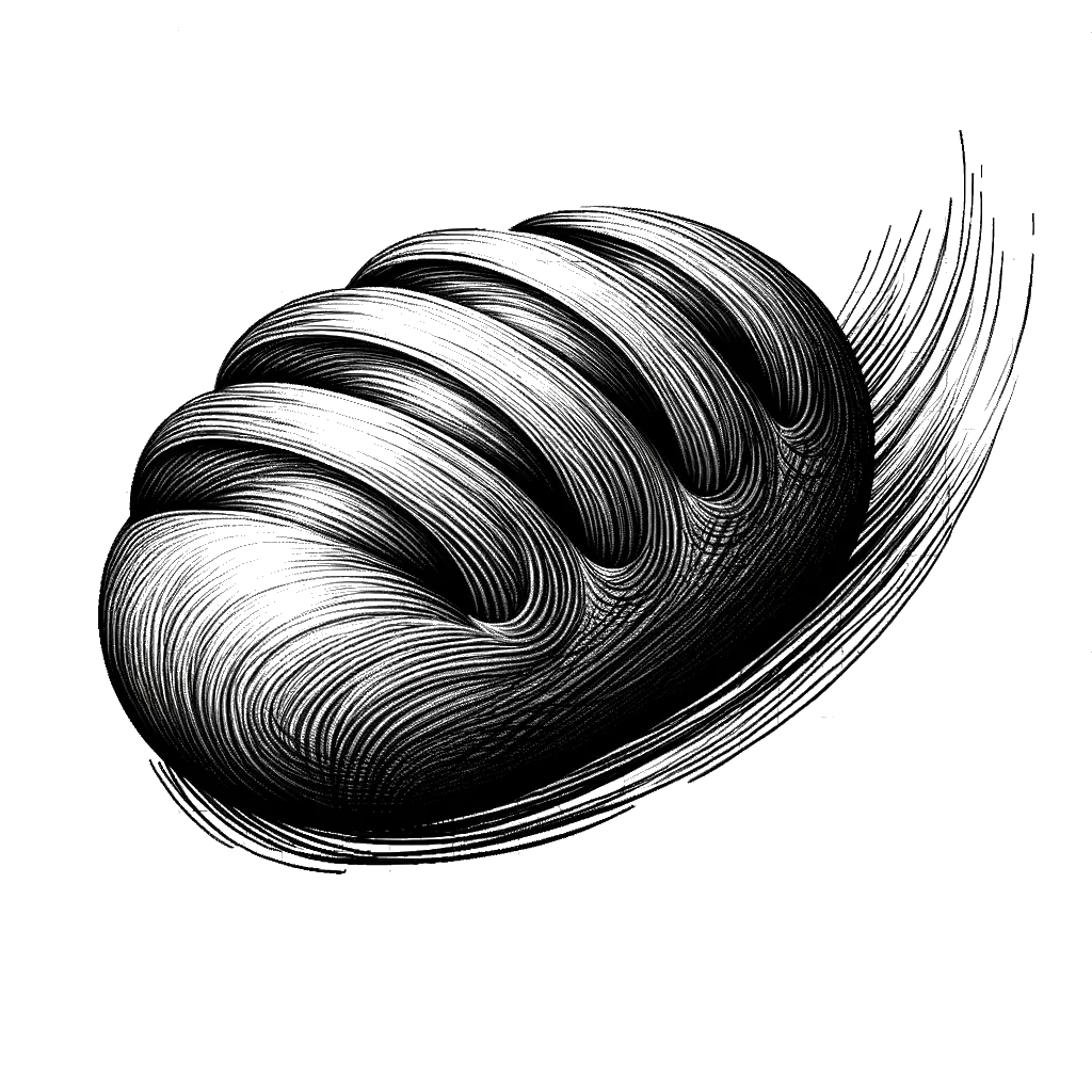 un dibujo de un panecillo representando el tema de Comida en blanco y negro.