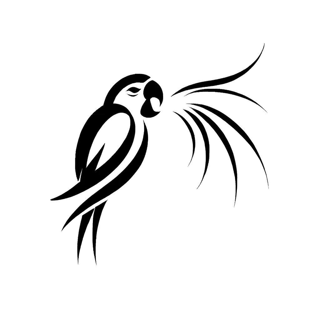 un dibujo de un loro graznando en el oído de alguien representando el tema de Condenando en blanco y negro.