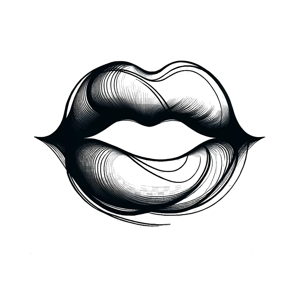un dibujo de un par de labios parlantes representando el tema de Conversación en blanco y negro.