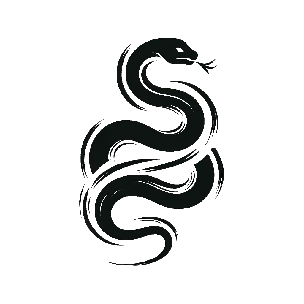 un dibujo de una serpiente representando el tema de Corrupción en blanco y negro.