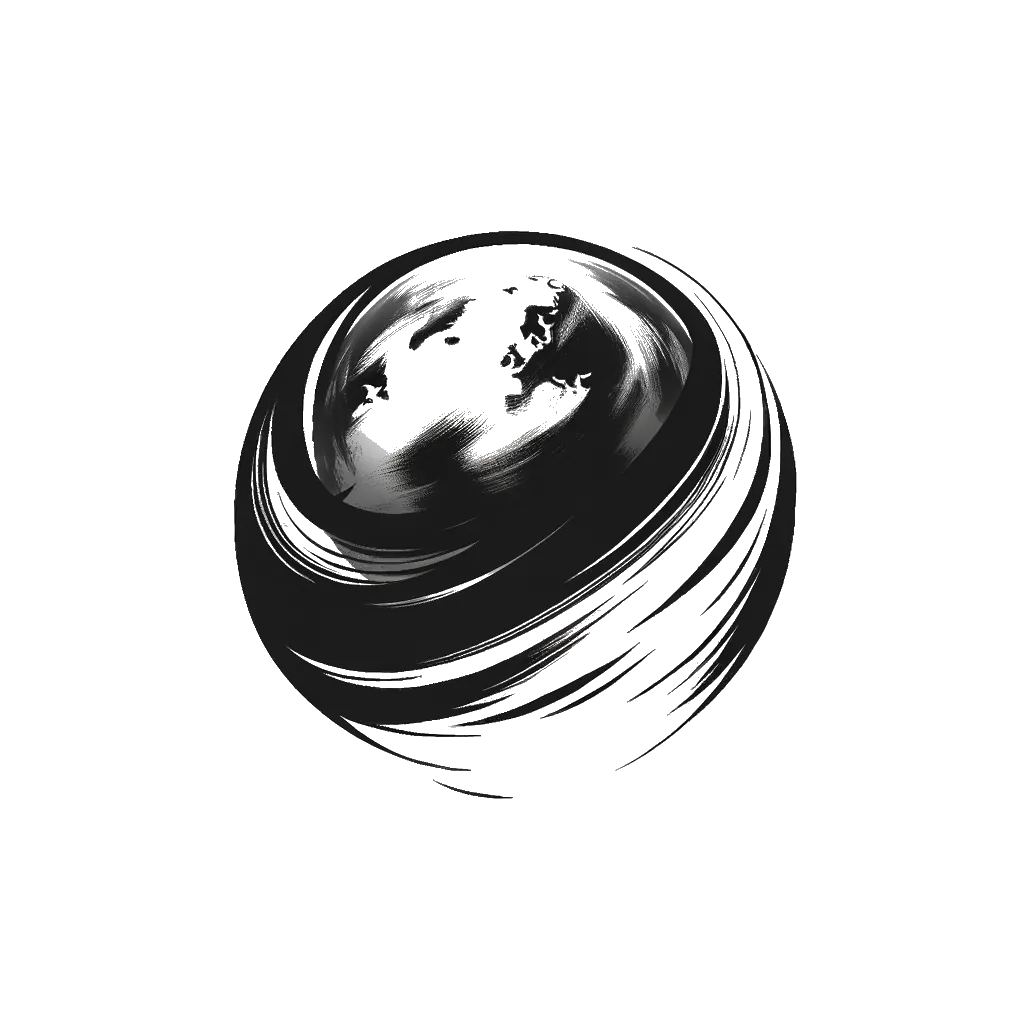 un dibujo de planeta Tierra representando el tema de Creación en blanco y negro.