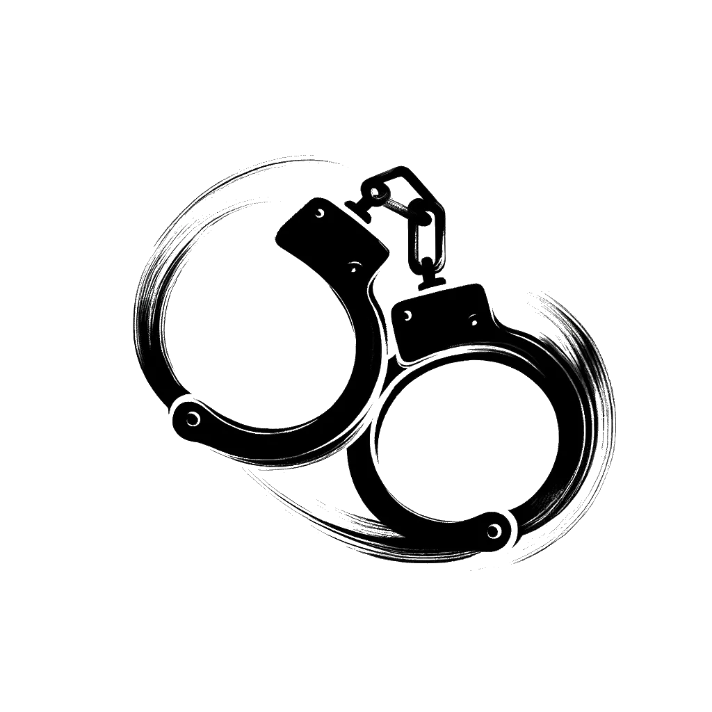 un dibujo de esposas representando el tema de Crimen en blanco y negro.