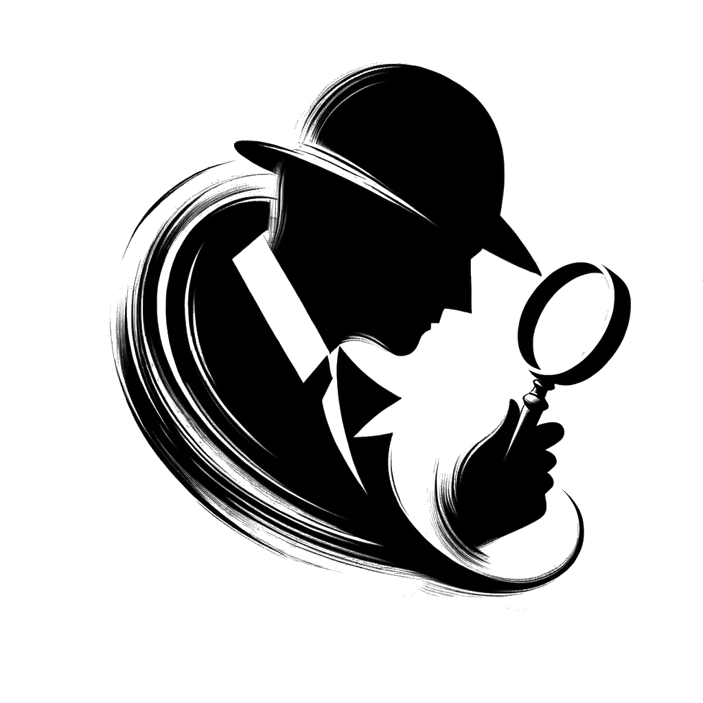 un dibujo de Sherlock Holmes con una lupa. representando el tema de Crítico en blanco y negro.