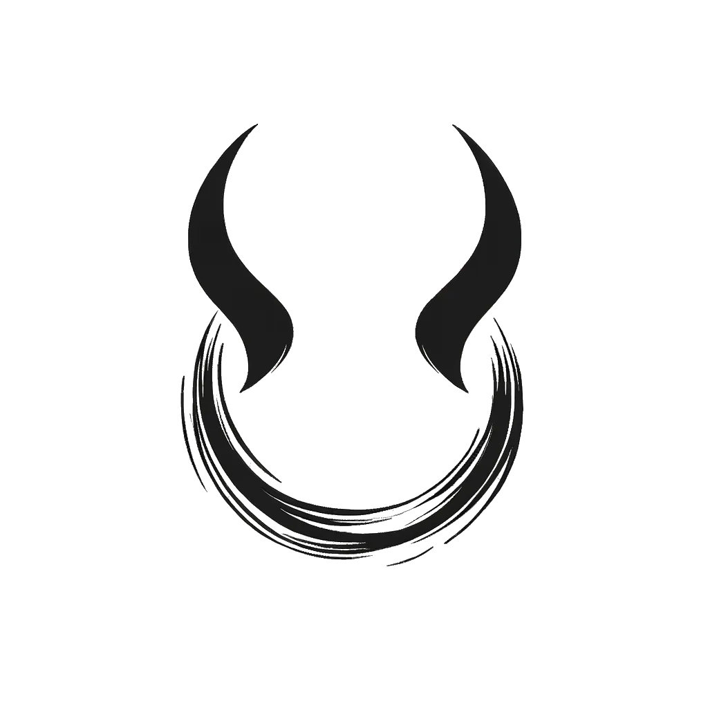 un dibujo de cuernos de diablo representando el tema de Demonio en blanco y negro.