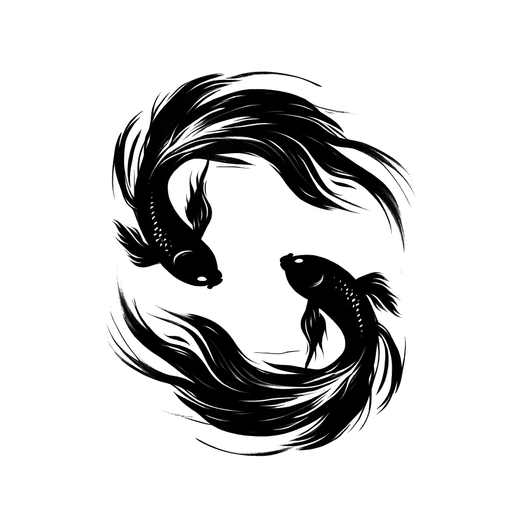 un dibujo de dos peces betta macho representando el tema de Desacuerdo en blanco y negro.