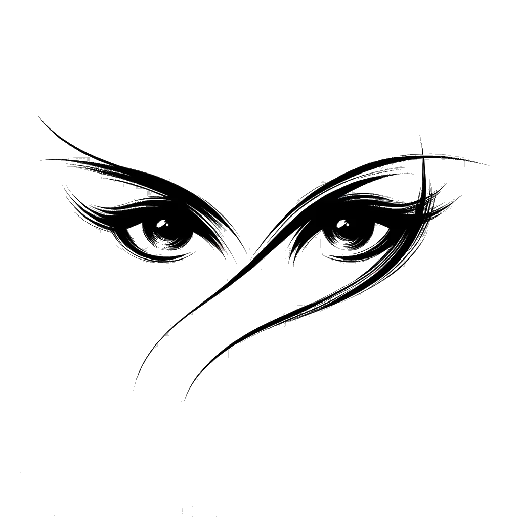 un dibujo de ojos deseosos representando el tema de Deseo en blanco y negro.