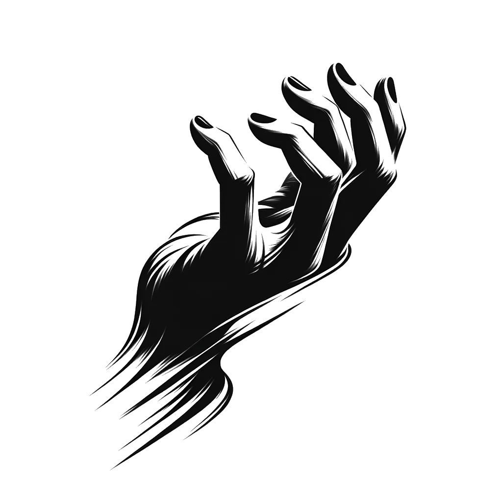 un dibujo de una mano perdiendo agarre representando el tema de Desesperación en blanco y negro.