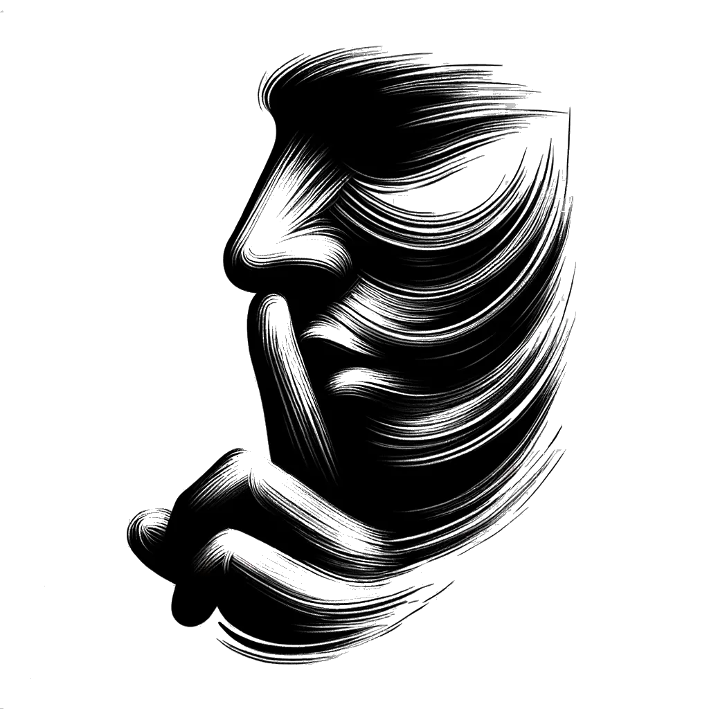 un dibujo de dedo cubriendo los labios representando el tema de Deshonestidad en blanco y negro.
