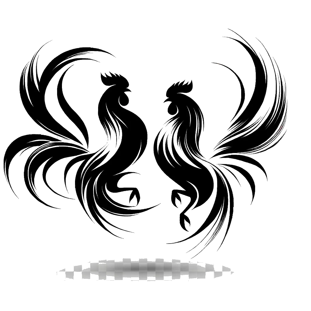 un dibujo de dos gallos peleando representando el tema de Discutiendo en blanco y negro.