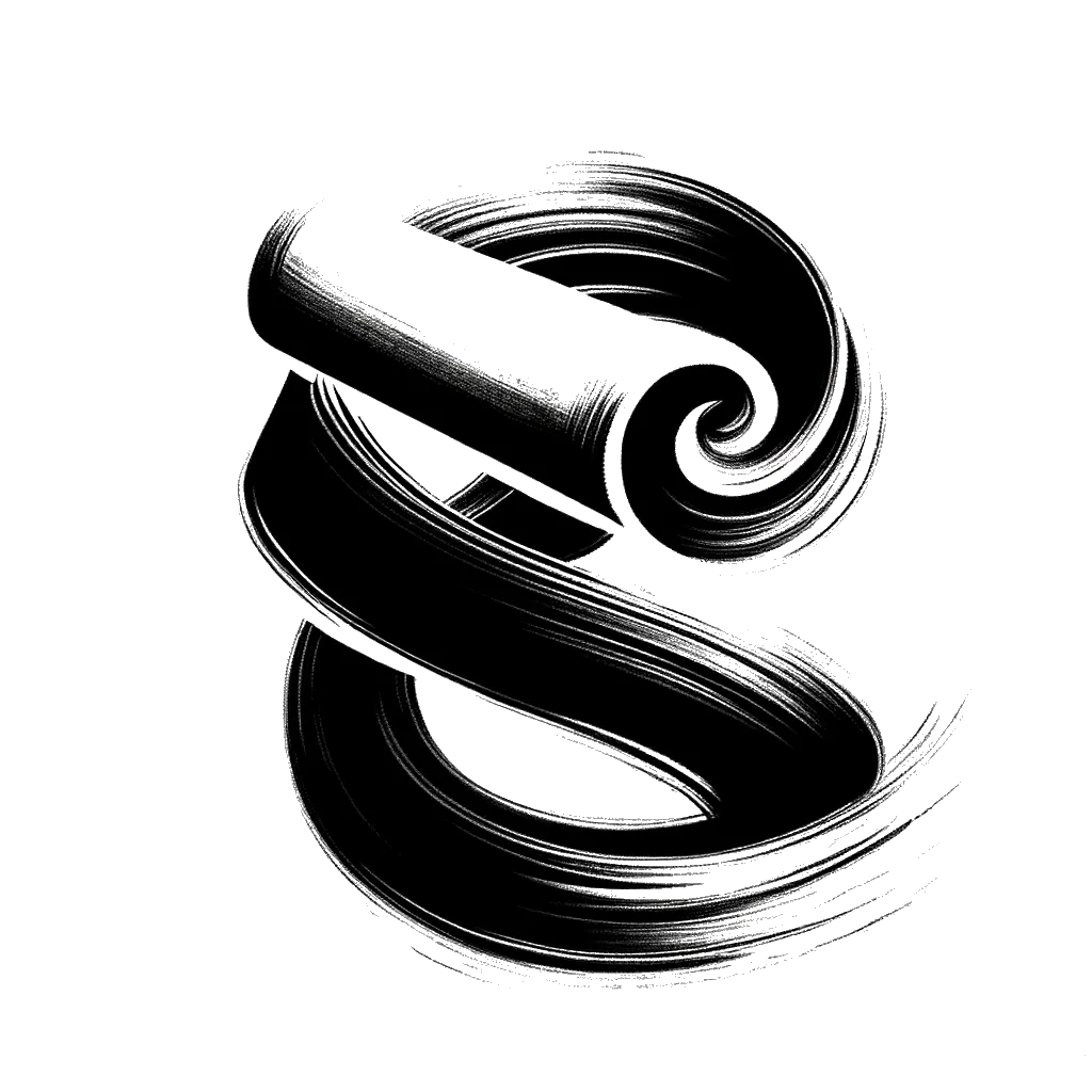un dibujo de un pergamino representando el tema de Doctrina en blanco y negro.