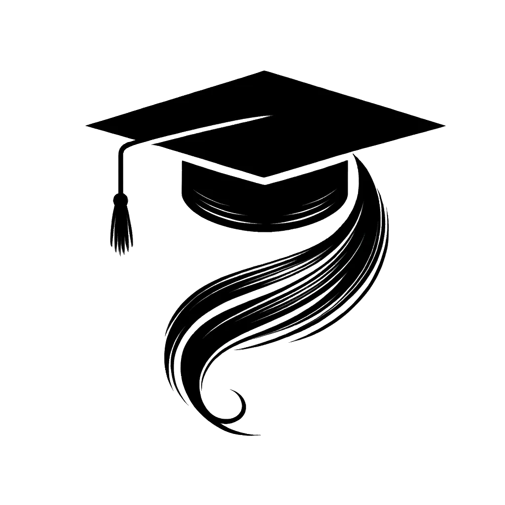 un dibujo de un birrete de graduación universitaria representando el tema de Educación en blanco y negro.