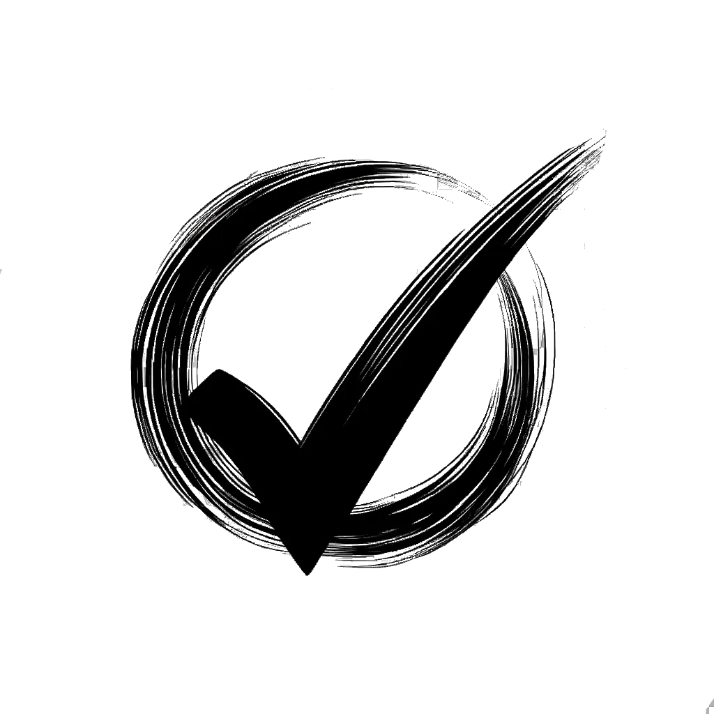 un dibujo de una marca de verificación representando el tema de Elegir en blanco y negro.