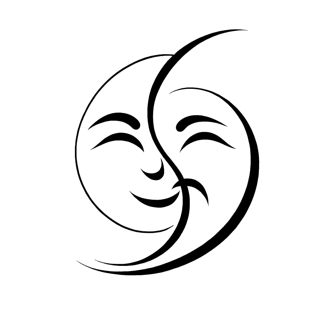 un dibujo de una cara feliz y una cara triste representando el tema de Emociones en blanco y negro.