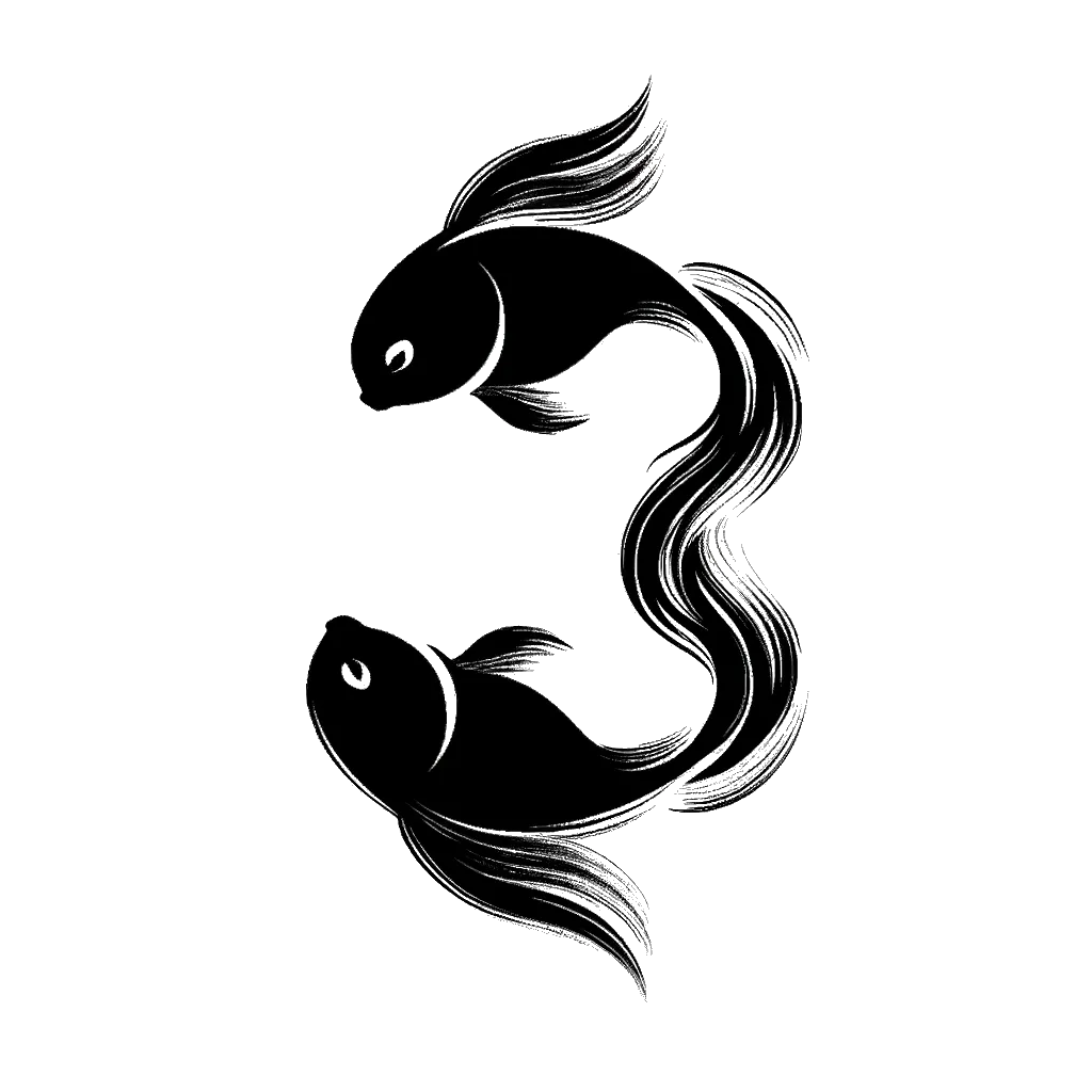 un dibujo de un pez dorado mirando su propio reflejo representando el tema de Empatía en blanco y negro.