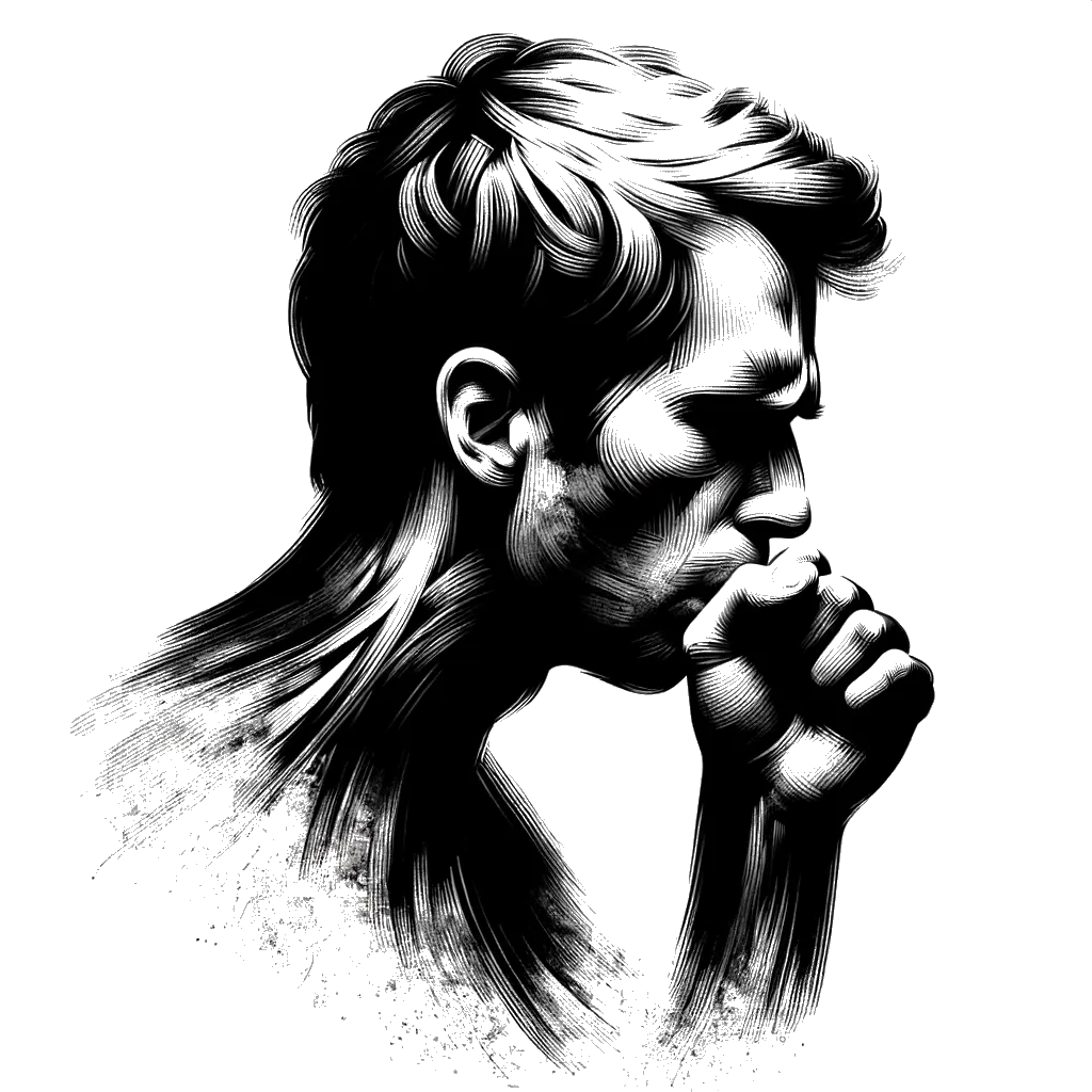 un dibujo de un hombre enfermo tosiendo representando el tema de Enfermedad en blanco y negro.
