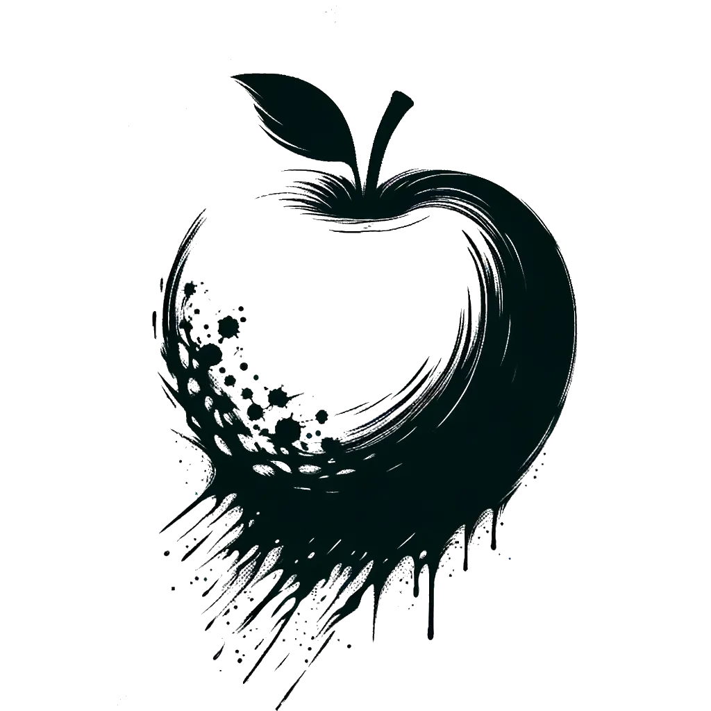 un dibujo de una manzana podrida representando el tema de Enfermedad Infecciosa en blanco y negro.