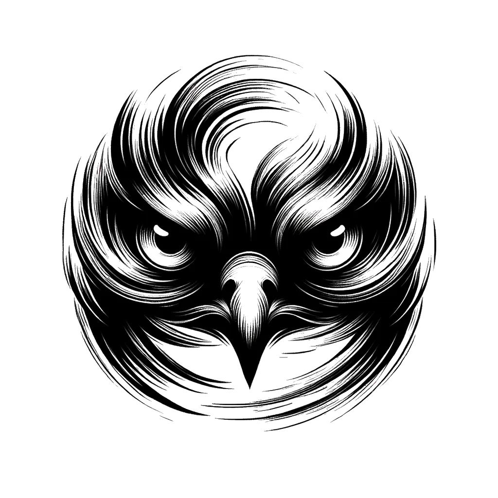 un dibujo de un par de ojos de halcón representando el tema de Enfoque en blanco y negro.