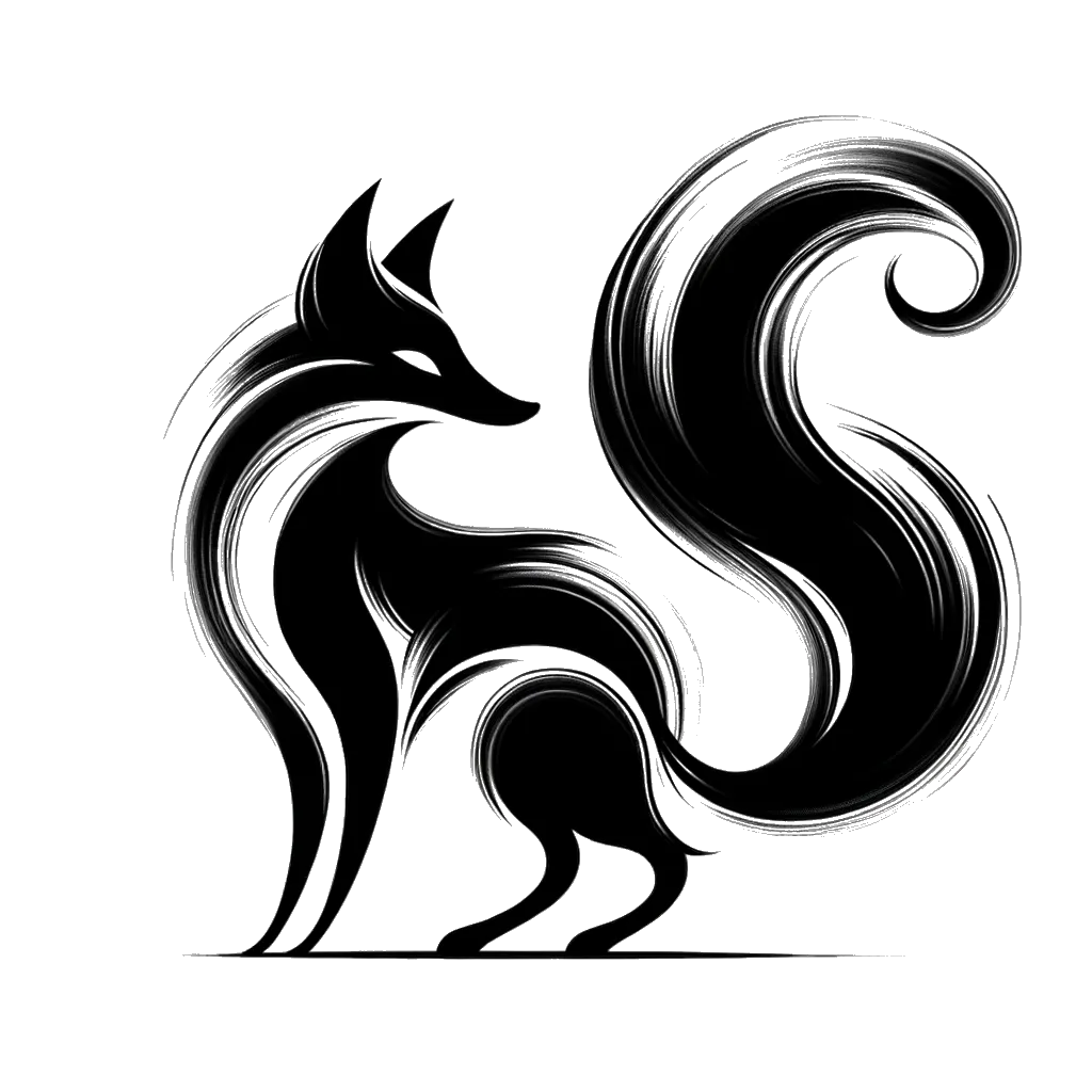 un dibujo de un zorro astuto representando el tema de Engaño en blanco y negro.