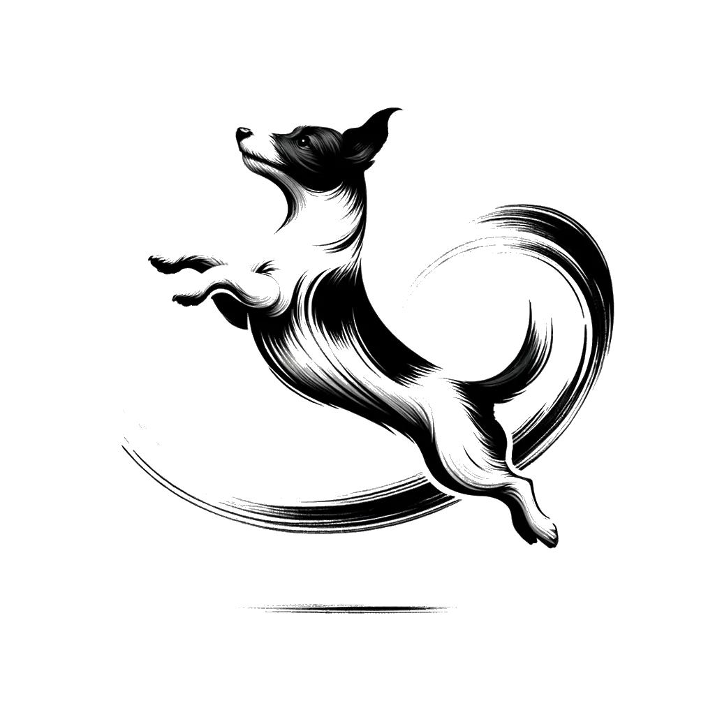 un dibujo de Perro Jack Russell saltando. representando el tema de Entusiasmo en blanco y negro.