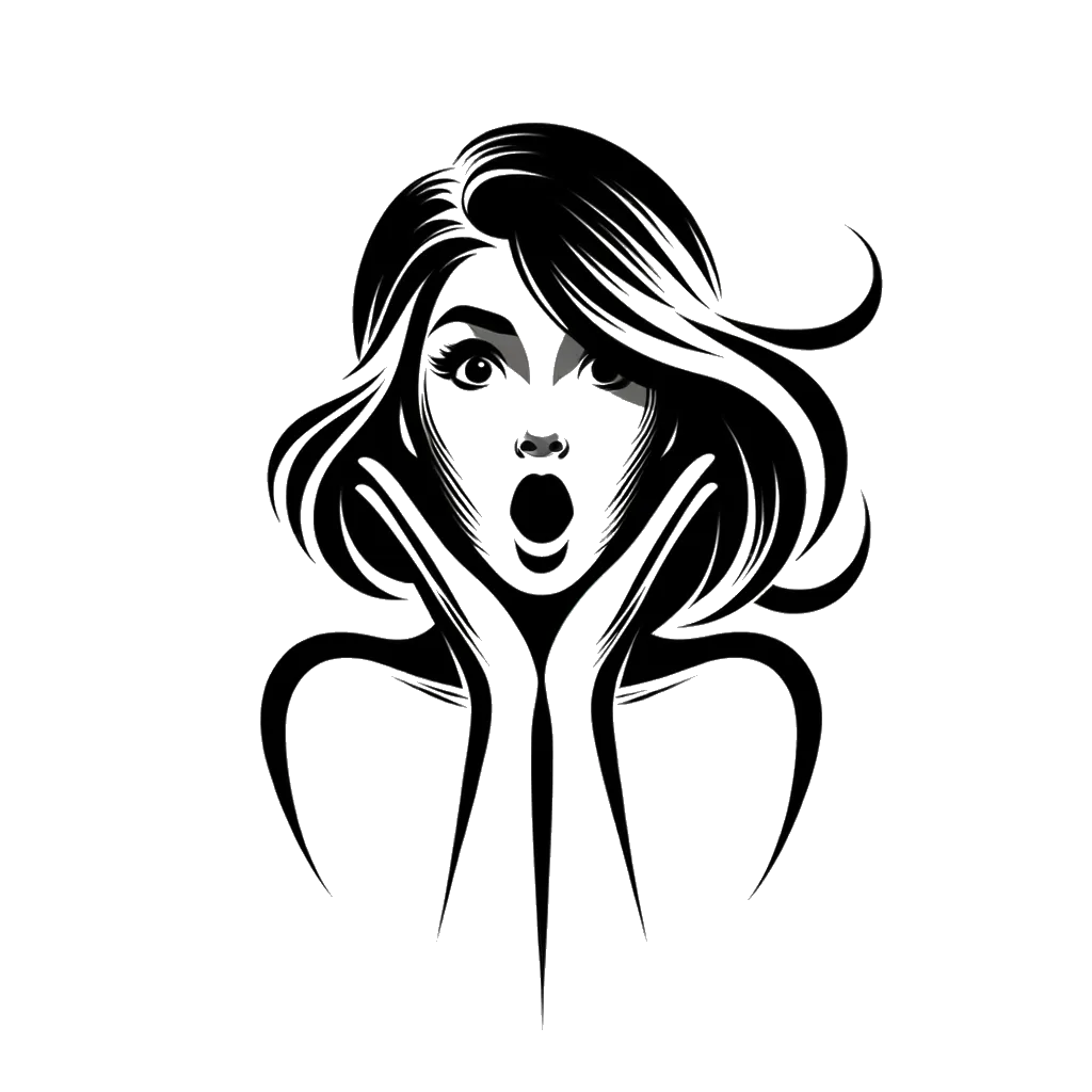 un dibujo de una mujer mirando sorprendida representando el tema de Errores en blanco y negro.