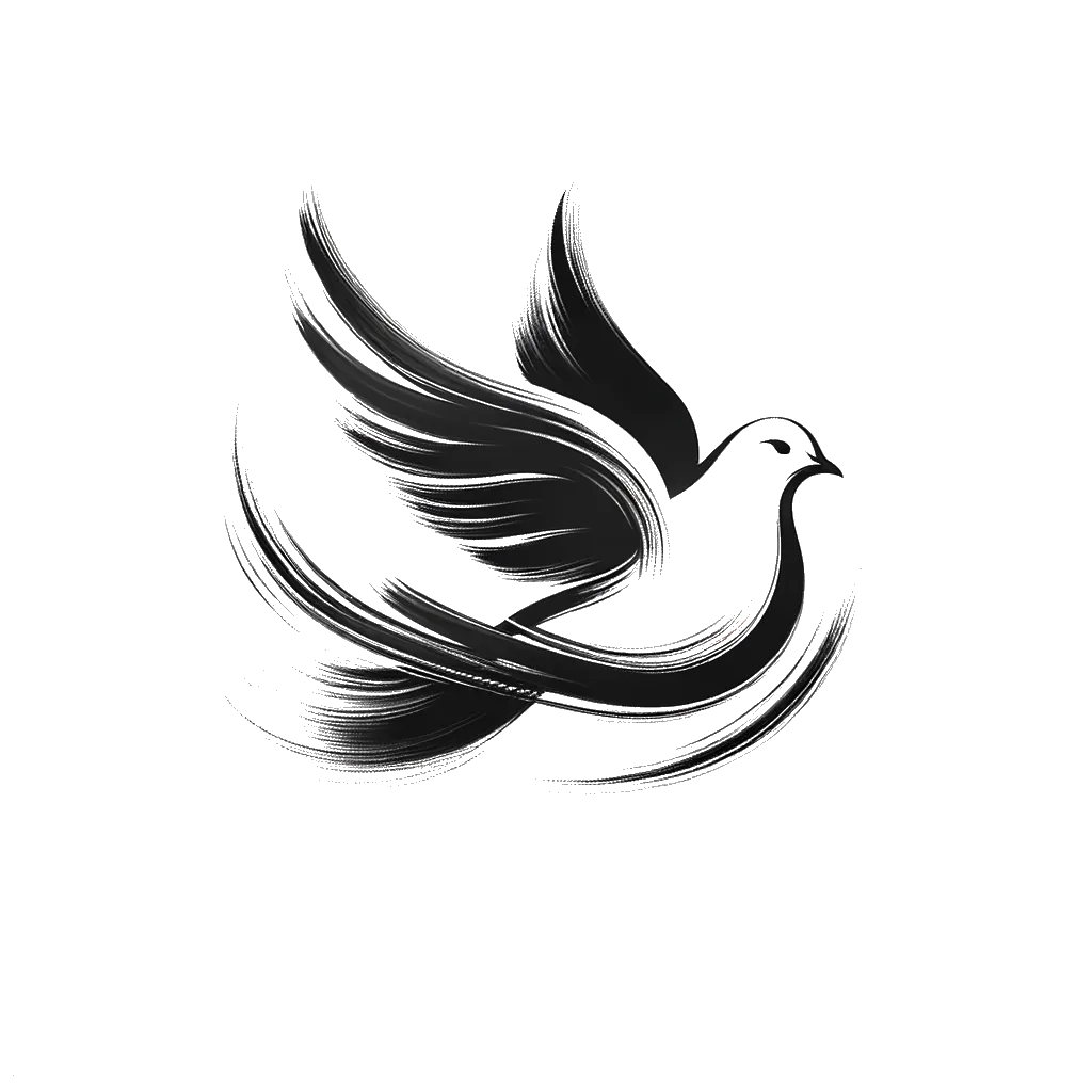 un dibujo de una paloma blanca representando el tema de Esperanza en blanco y negro.